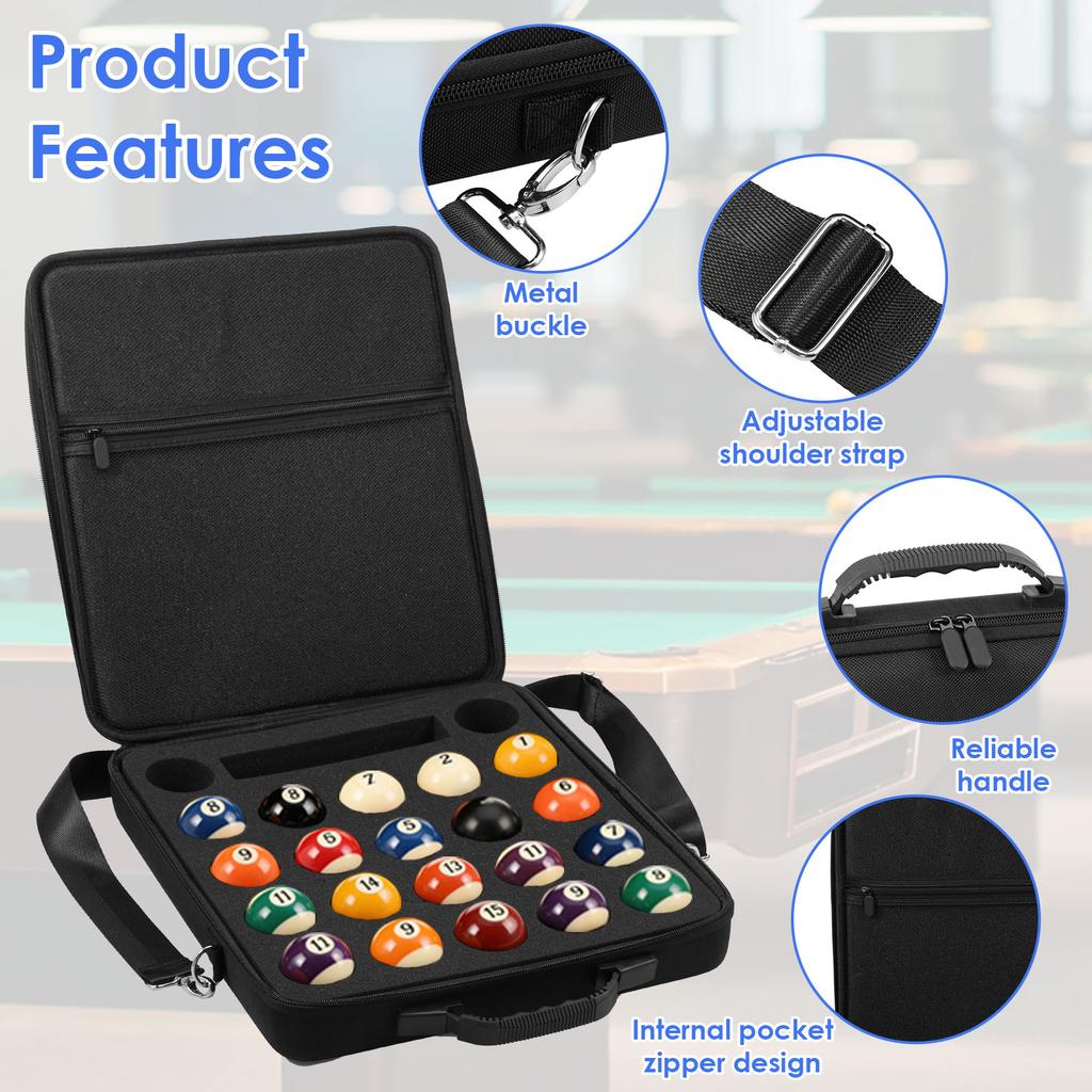 22 Grids Billiard Balls Bag Travel Pool Ball Storage Box Sponge Padded Waterproof Portable SnookerBilliard Organizer Accessories