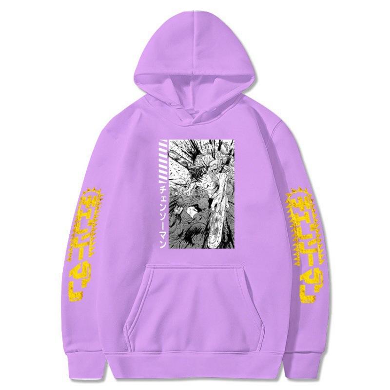 Chainsaw Man, Electric Black And White Print Autumn And Winter Men'S And Women'S Fleece Hoodie Loose Sweater Hoodie Top