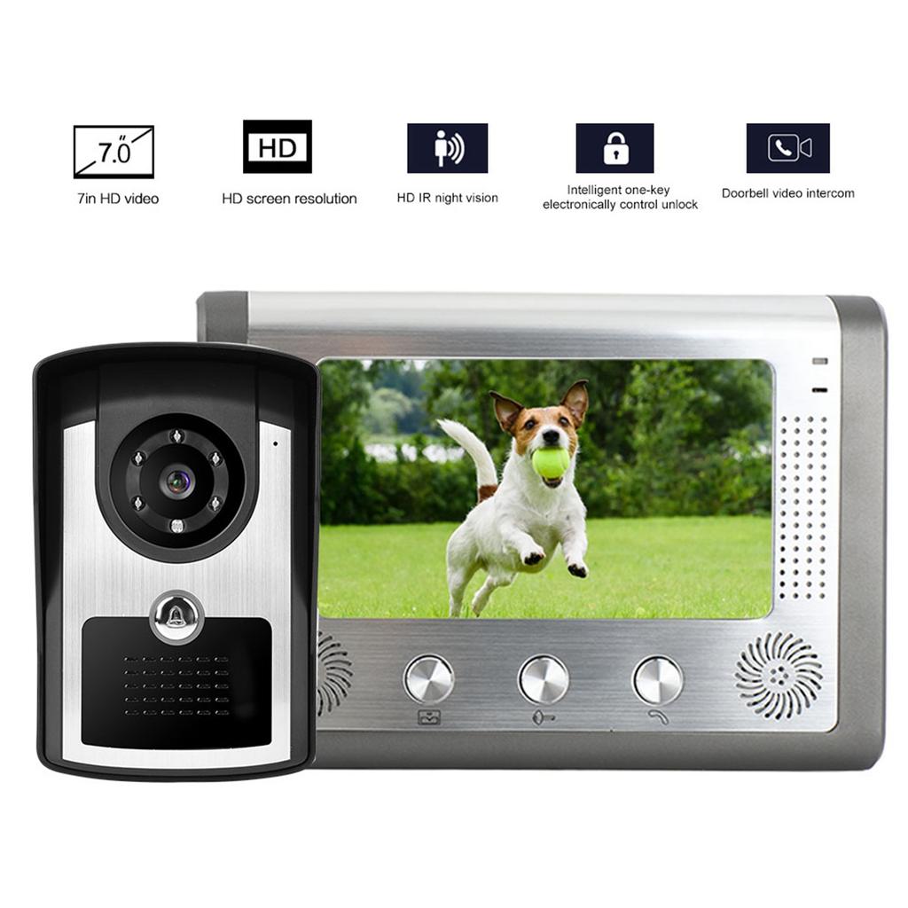 7inch Wired Rainproof Video Intercom Doorbell IR Camera Monitor Door Phone