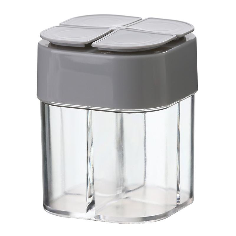 4 In 1 Camping Seasoning Jar with Lid Transparent Spice Dispenser 4 Compartment Outdoor Cooking
