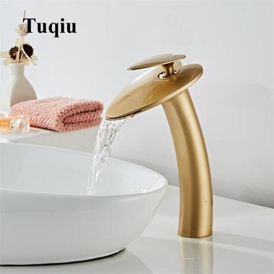 Basin Faucet Nickel Waterfall Faucet Brass Brushed Gold Bathroom Faucet Bathroom Basin Faucet Mixer Tap Hot and Cold Sink Faucet