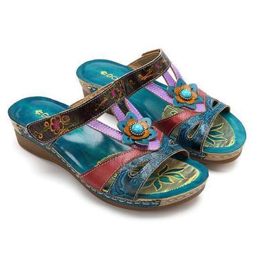 Fashion Summer Women's Slippers Wedge Heel Ethnic Style Mixed Sandals Fashionable Leisure Comfortable Outdoor
