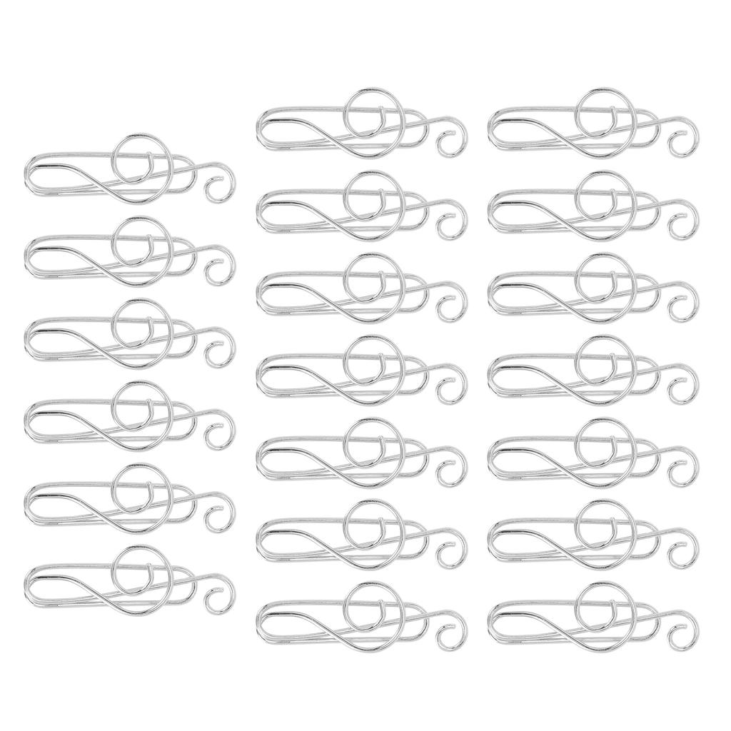 20 st Musikalisk Not Pappersklämma Musikpärm Form Kreativitet Modellering Metall Hantverksmaterial Silver