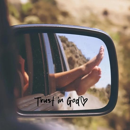 2/4/6/8Pcs Trust in God Rearview Mirror Stickers Strong Stickiness Waterproof Self Adhesive Car Decals Automotive Exterior Decals