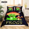 Duvet Cover Cartoon Mushroom Frog Cute Frog Duvet Cover for Kids Boys Girls Natural Wild Fungus Comforter Cover Pink Mushroom