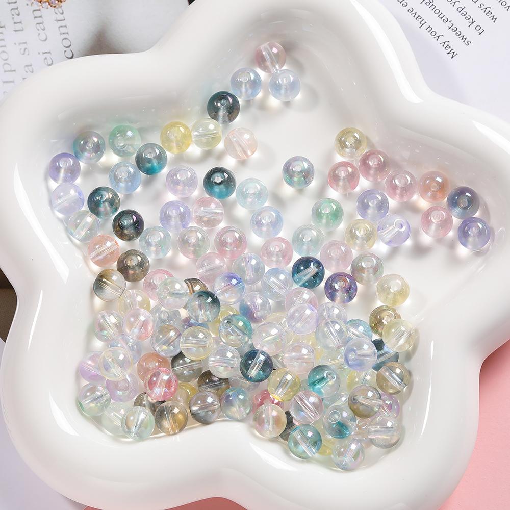20/50/100pcs 4/6/8mm Colored Transparent Glass Beads Spacer Beads for DIY Earring Necklace Phone Chain Jewelry Making Findings
