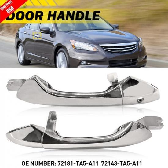 Exterior Door Handle Front Left & Right Side Chrome for 2008-2012 Honda Accord