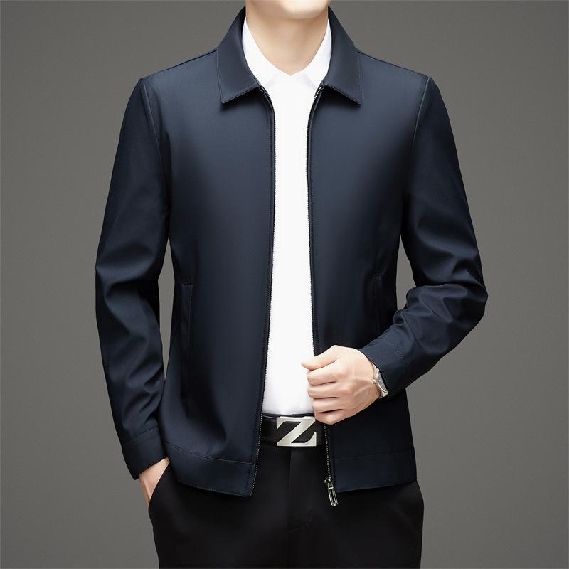 

Куртки для мужчин Весна и осень Новые мужские повседневные куртки с лацканами Мужские деловые топы для среднего возраста Куртки L темно-синий