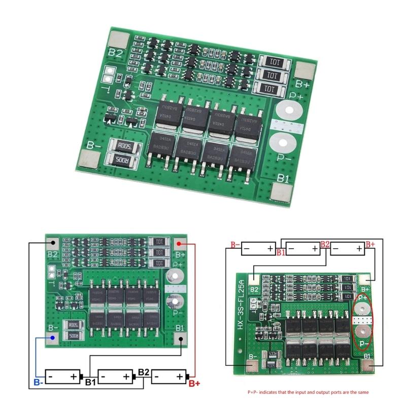 3S 25A 18650 Lithium Battery Protective Board 12V with Over Charge Discharge Over Current Protective Circuit Board