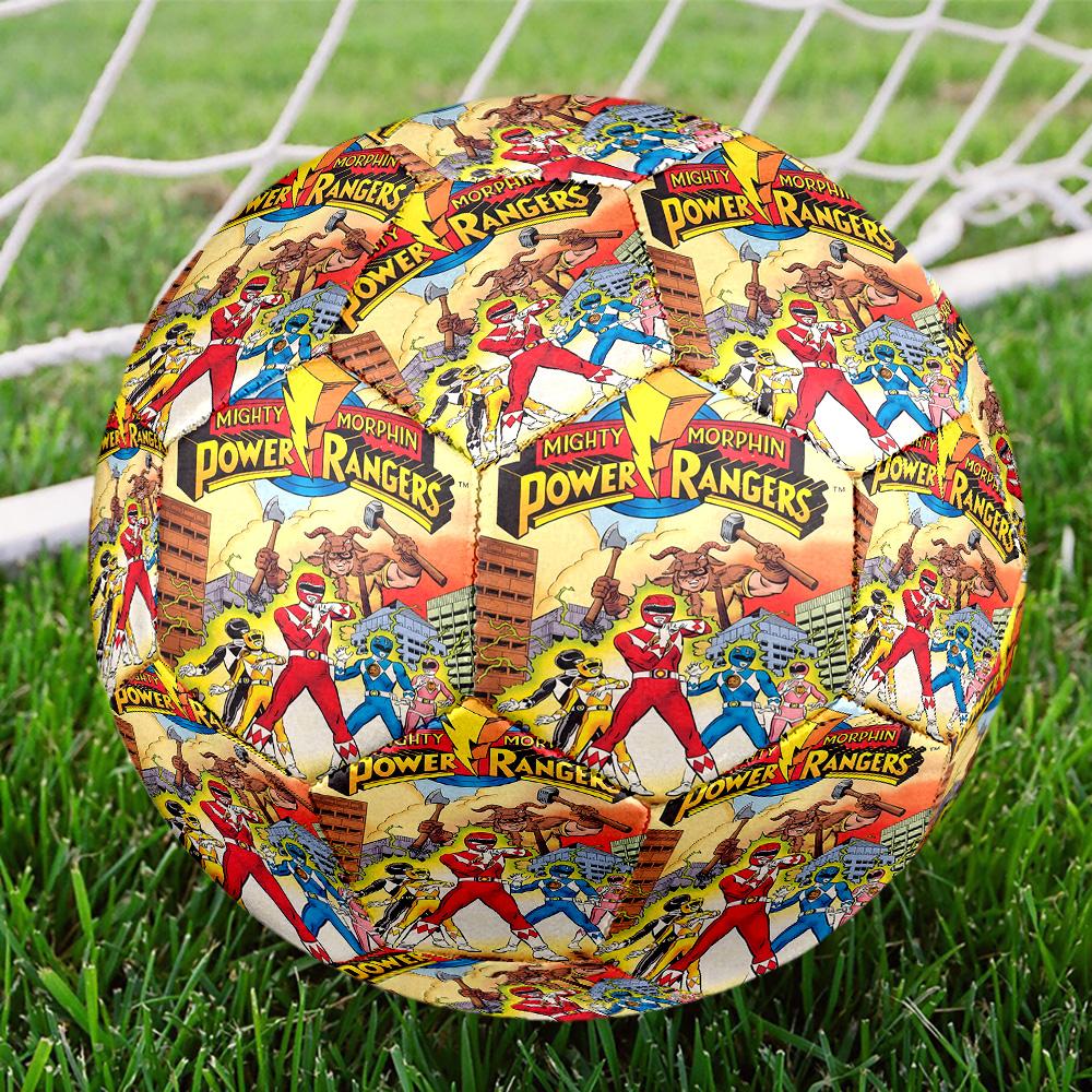 Mighty Morphin Power Rangers Print Size 5 Soccer Ball, Standard Match Football for Sports Game and Team Practice, Ideal Gift for Soccer Fans