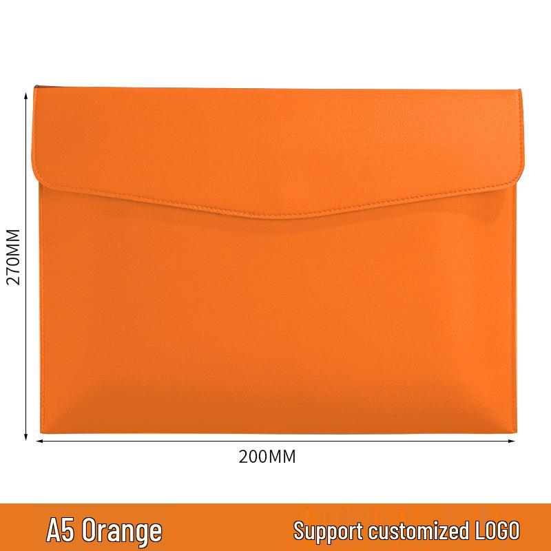 Custom Waterproof A4 Leather Document Folder with Snap Button for Business - Thickened File Bag with Logo Printing