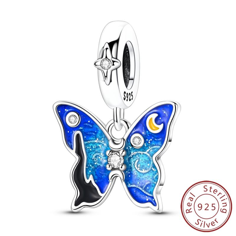 Original Charms Bead Copper Apple Skull Butterfly Flower Cat Starry Sky Charm Fit Bracelet Pendant Diy Jewelry Gift