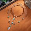 Ingemark 3Pcs/Set Ethnic Cactus Cowboy Hat Cross Pendant Choker Necklace for Women Boho Adjustable Chain Party Neck Jewelry Gift