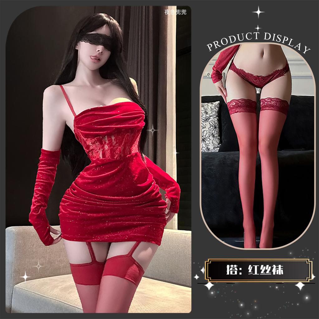 Sexy lingerie sexy welcome lace mesh burst flash sweet and greasy banquet girl hip skirt backless