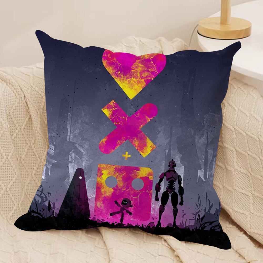 Love D-Death Robots Cushion Cover Silky Short Plush Double-Sided Printed Pillow Case for Sofa All Seasons Home Decor Gift