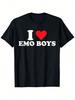 T-shirt Grafica Emo I Love, Cotone Unisex Casual Girocollo Manica Corta, Elastica & Morbida, Nera