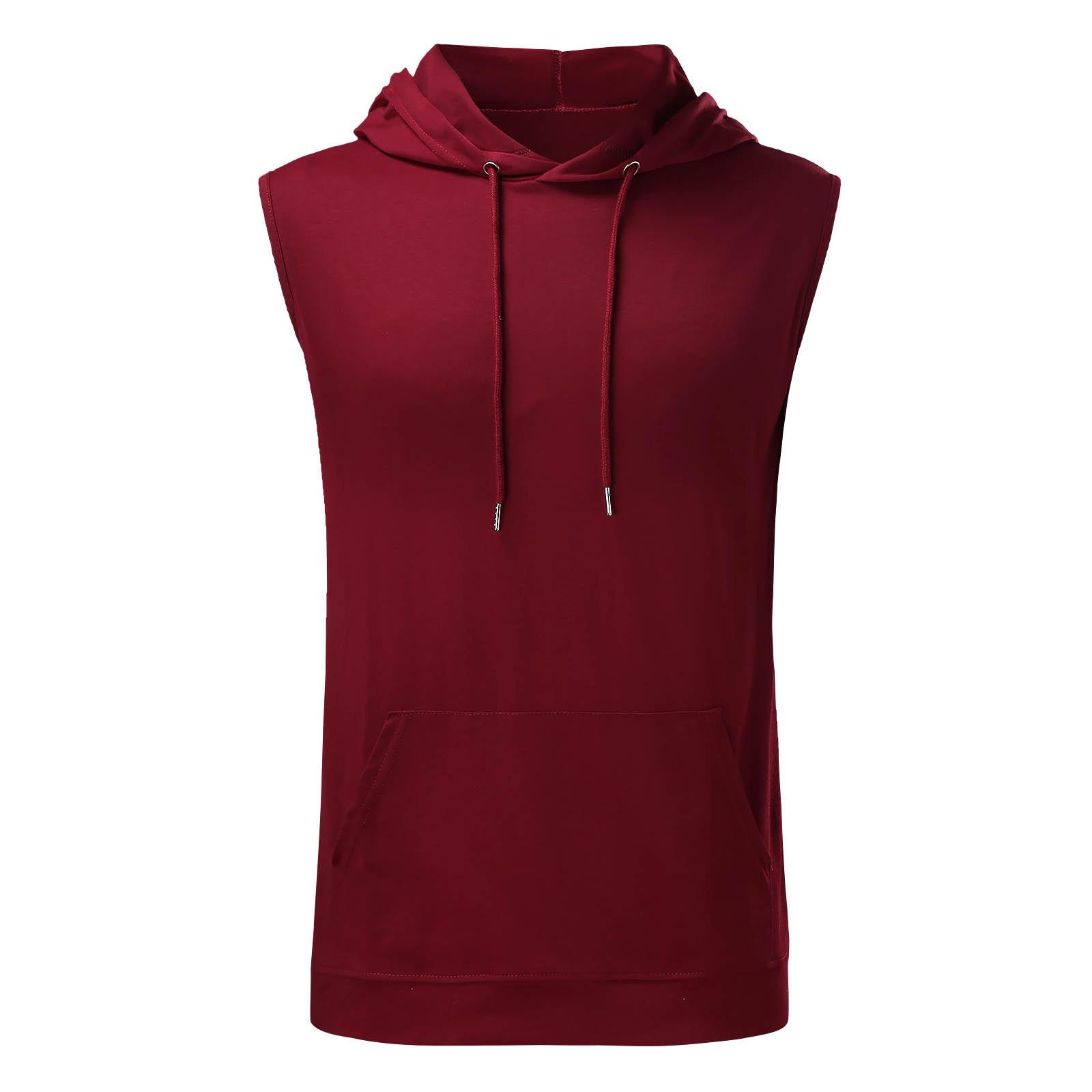 

Мужская толстовка с капюшоном на молнии для тренировок, спорт, фитнес, жилет без рукавов S красный