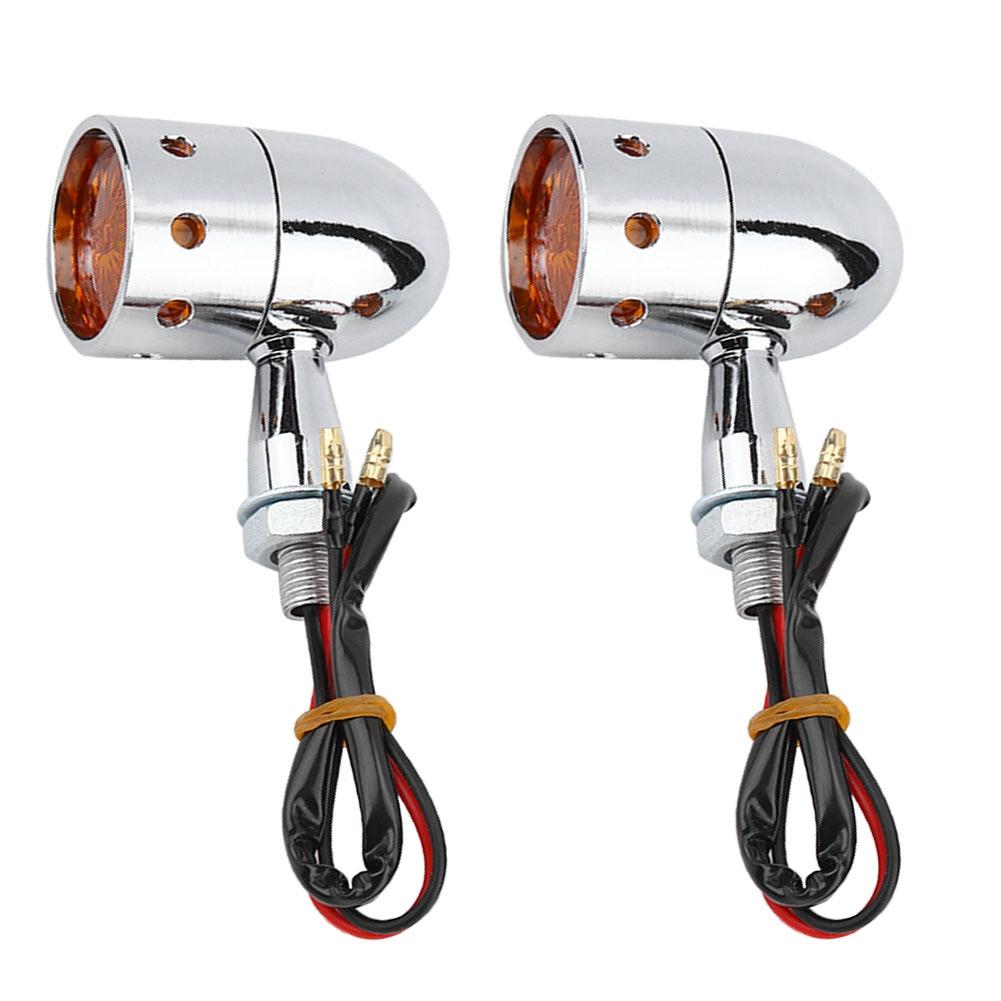 LED Turn Signal Light Motorcycle Retro Bright Indicator Lamp for Enthusiasts Aluminium Alloy Silver 10mm Screw 280g Pair