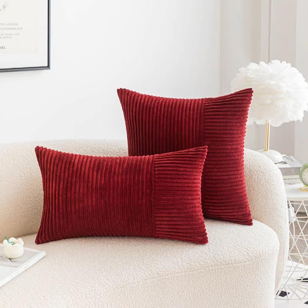 Green Corduroy Cushion Covers 45x45 Gentle Fluffy Strip Pillow Covers 50x50 Luxurious Decorative Home Pillow Case for Sofa Living Room