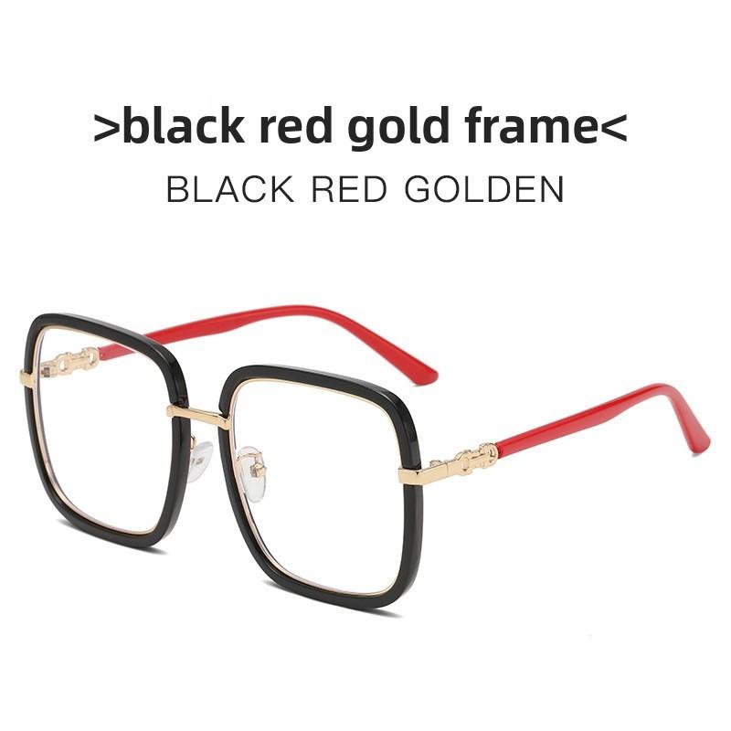 

Female Large Face Frame Glasses With Blue Light Blocking For Fashionable Office Wear Black Red