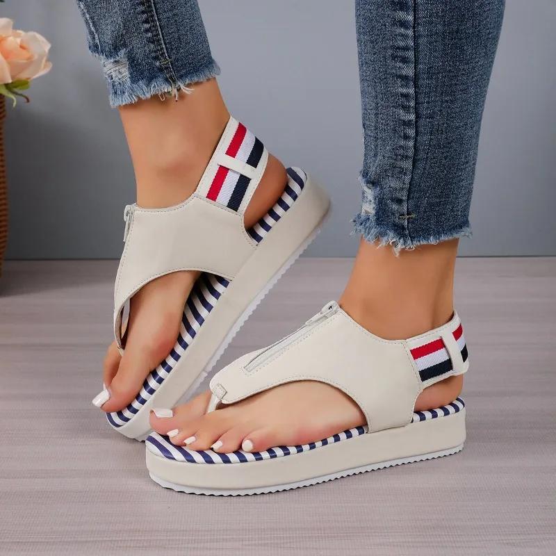 

Летние сандалии на платформе, спортивные сандалии для улицы, повседневная пляжная обувь, нескользящие шлепанцы, женская обувь, каблуки, женская 43