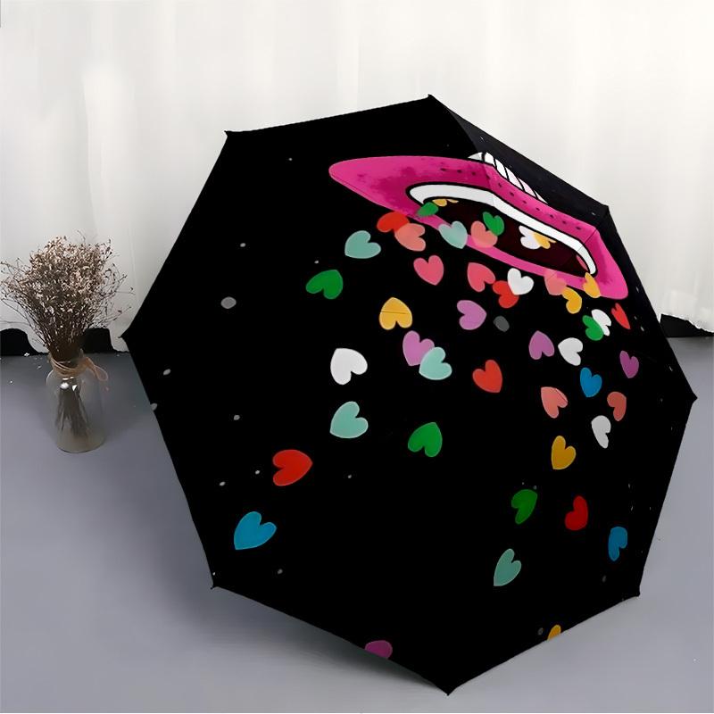 1pc UFO Hearts Automatic Open/Close Umbrella Compact Folding Umbrella, All-Season Portable Umbrella for Women/Men F1124236