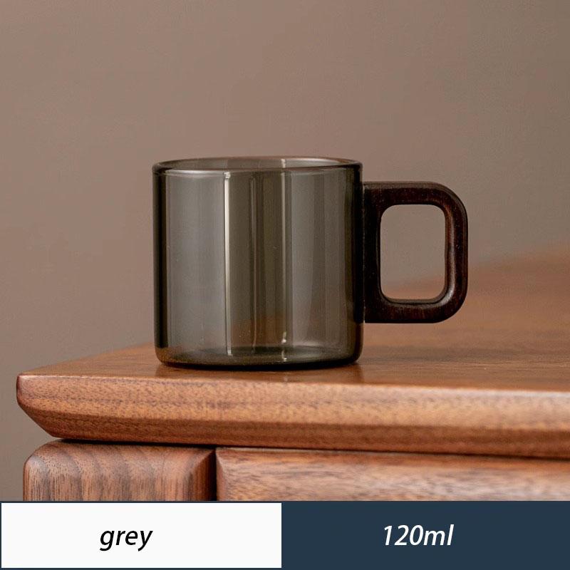 YWDL Tasse monocouche en verre et bois, tasse à thé en Pyrex à haute teneur en borosilicate, tasse à café pour eau potable de grande capacité