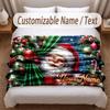 Christmas Theme Soft Blanket Personalized Custom Name Text Print Warm Blanket Home Sofa Bedroom Decor