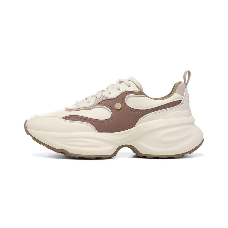 Li-Ning 1990 Classic Series Cloud Dress Lightweight High Resilience Casual Shoes Women Sneakers Light-Antique-Yellow Cinnamon-Brown ALJU018-2