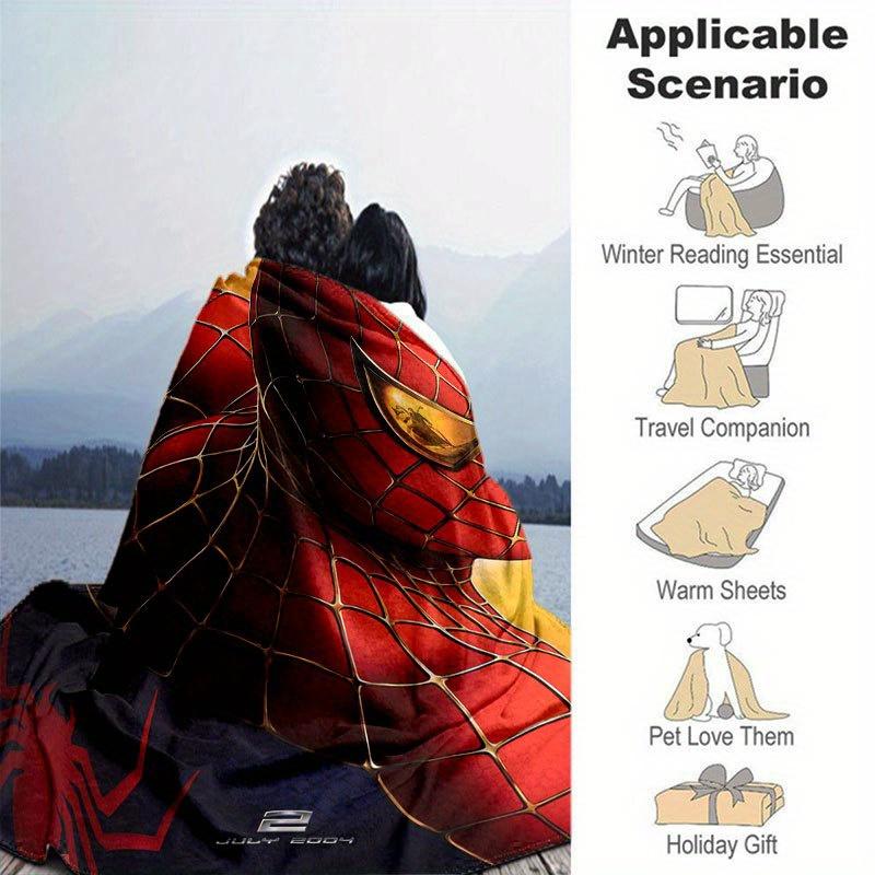 Spider-man Cute Printed Blanket Rectangular Soft Comfortable Modern Style Polyester