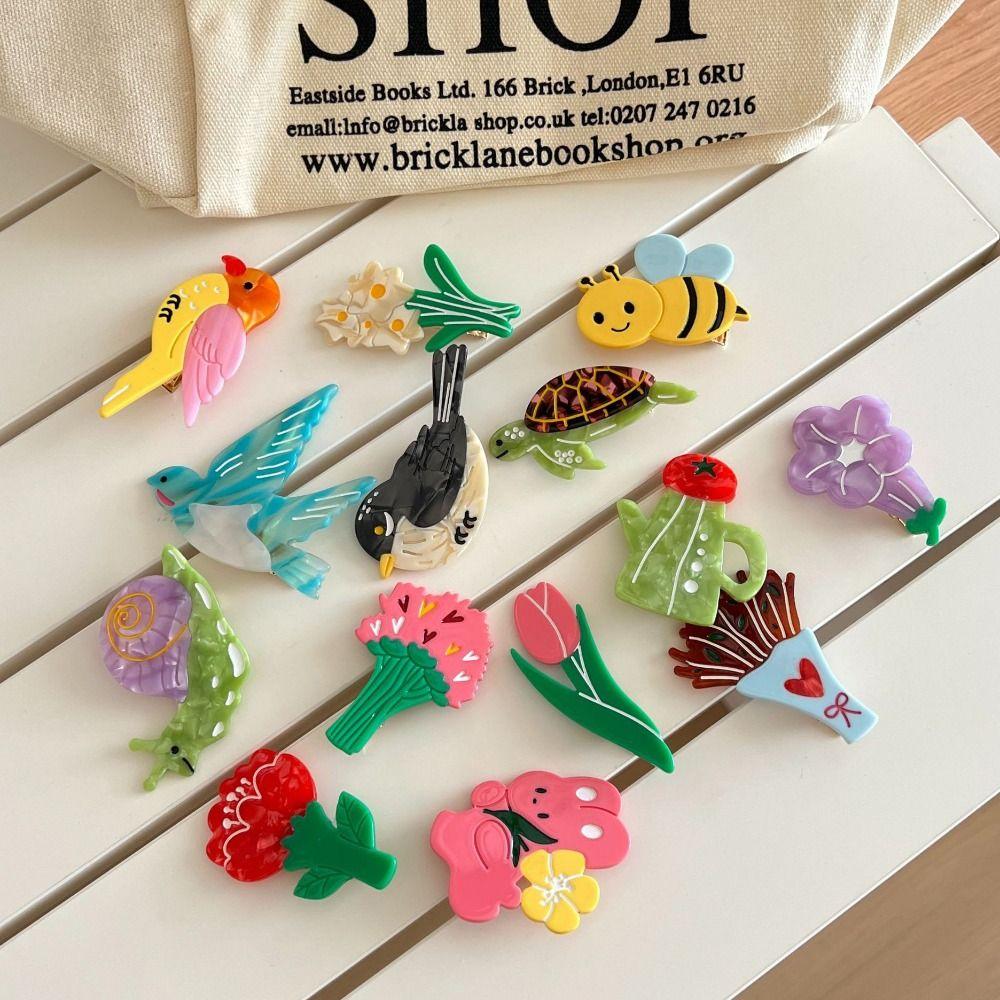 Fruit Acetic Acid Flower Hairpin Barrette Tulip Duckbill Clip Cartoon Animals Hair Clip Streetwear