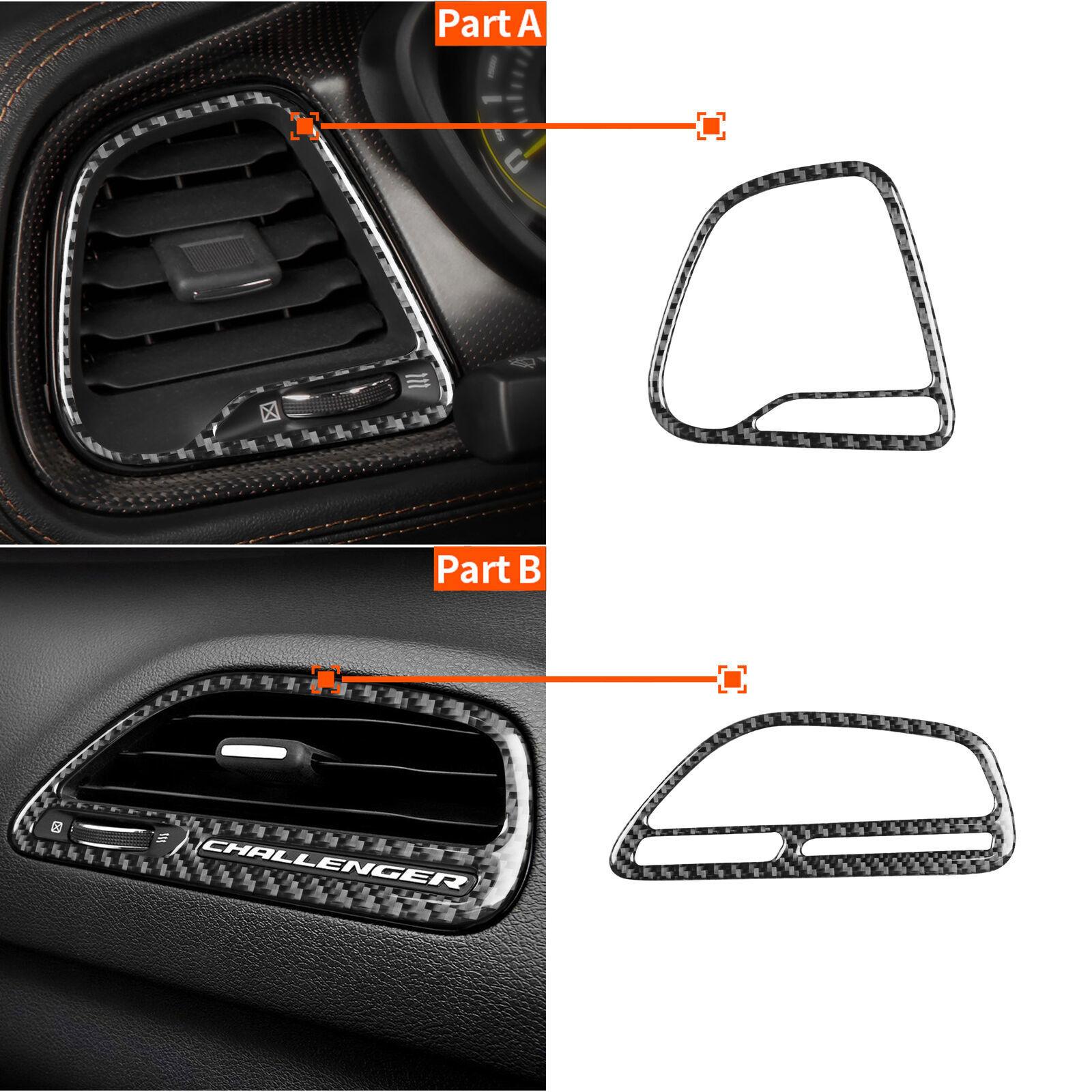 For Dodge Challenger Carbon Fiber Interior Dashboard Air Vent Outlet Cover Trim