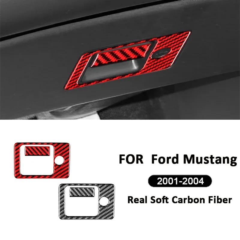 Carbon Fiber Car Co-Pilot Storage Box Pull Handle Panel Frame Decoration Sticker For Ford Mustang 2001-2004 Interior Accessories