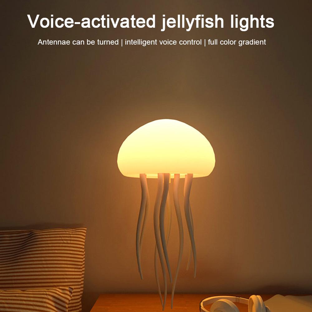 3D Cartoon Jellyfish Night Light Cute Dancing Jellyfish Bedside Lamp Voice Control Rechargeable LED RGB Gradient Night Lamp