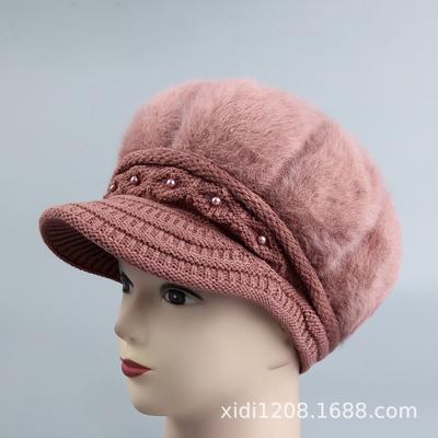 Hat Female Winter Thickened Wool Hat Hat Rabbit Hair Knitted Hat Warm Cotton Hat