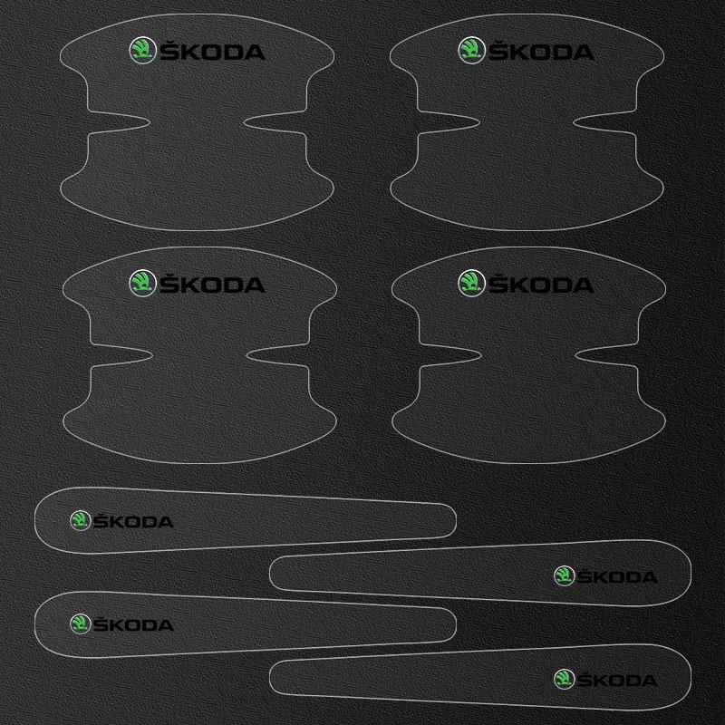 8Pcs Transparent Car Door Handle Bowl Anti Scratch Protective Sticker For Skoda Octavia Superb Rapid Kodiaq Karoq Fabia Kamiq Roomster Citigo