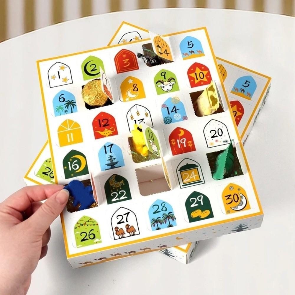 Paper Ramadan Advent Calendar Box 30 Empty Grid Gift Packaging Box Surprise Gift Box  Eid Party