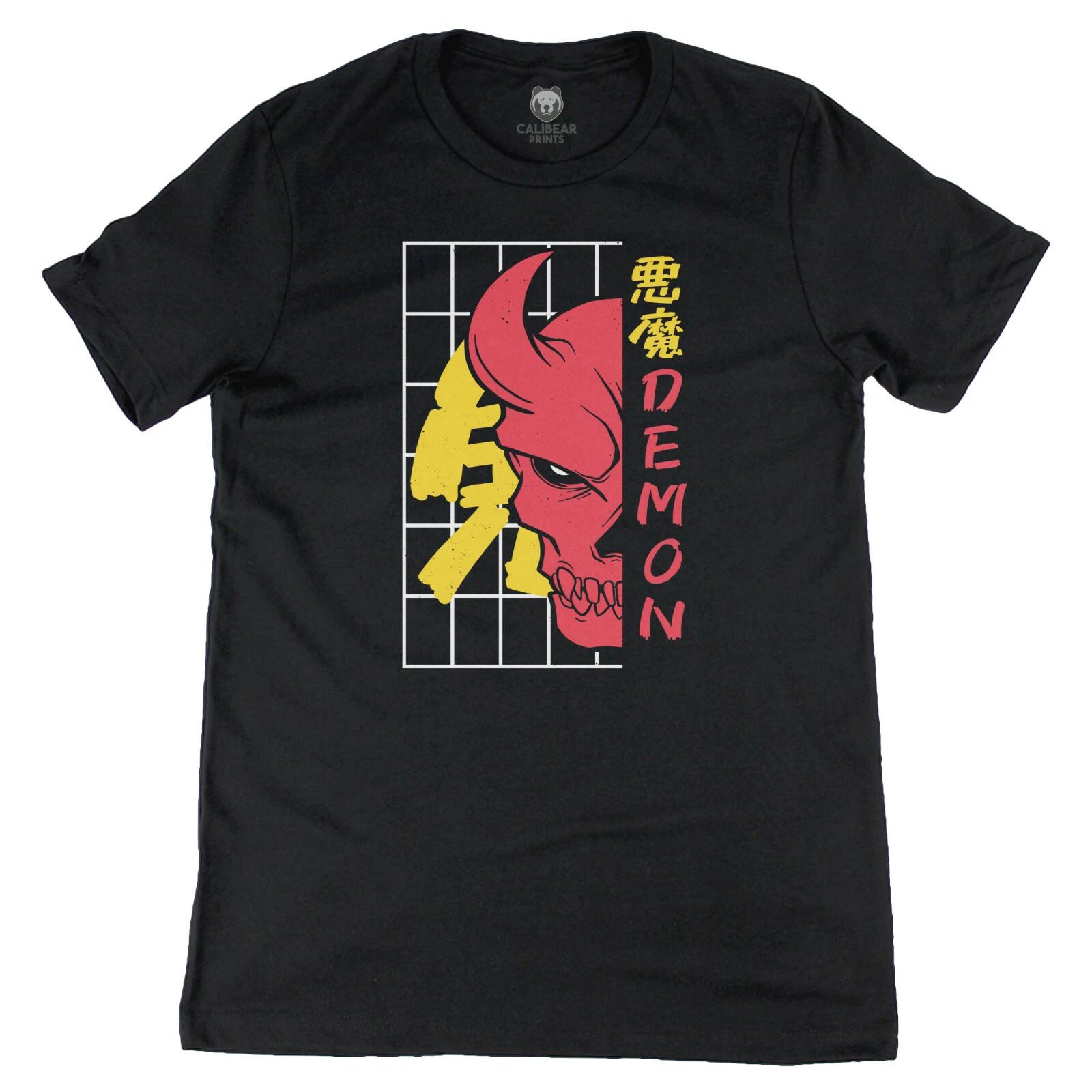 Oni Skull Japanese Demon Graphic Art Tee Novelty T shirt 4XL