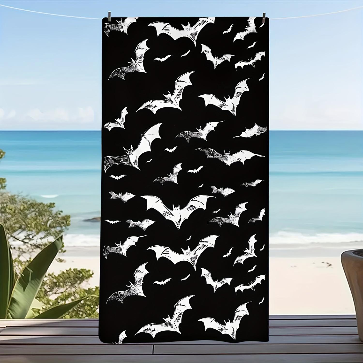 

White Bats Microfiber Beach Towel, Summer Seaside Absorbent Quick Dry Soft Lightweight for Swimming Travel Camping Gift W30*H60(CM)