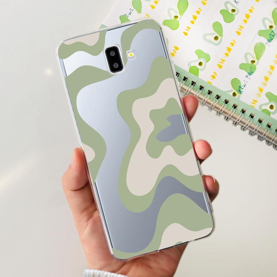 Silicone Phone Case For Samsung Galaxy J4 J6 Plus J8 2018 Oil Flower Fashion Soft Back Cover On Samsung J6 2018 J6+ J610F Case
