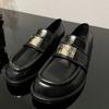 British Style Metal Small Silver Brand Women's New Leather Small Leather Shoes Flat Single Shoes