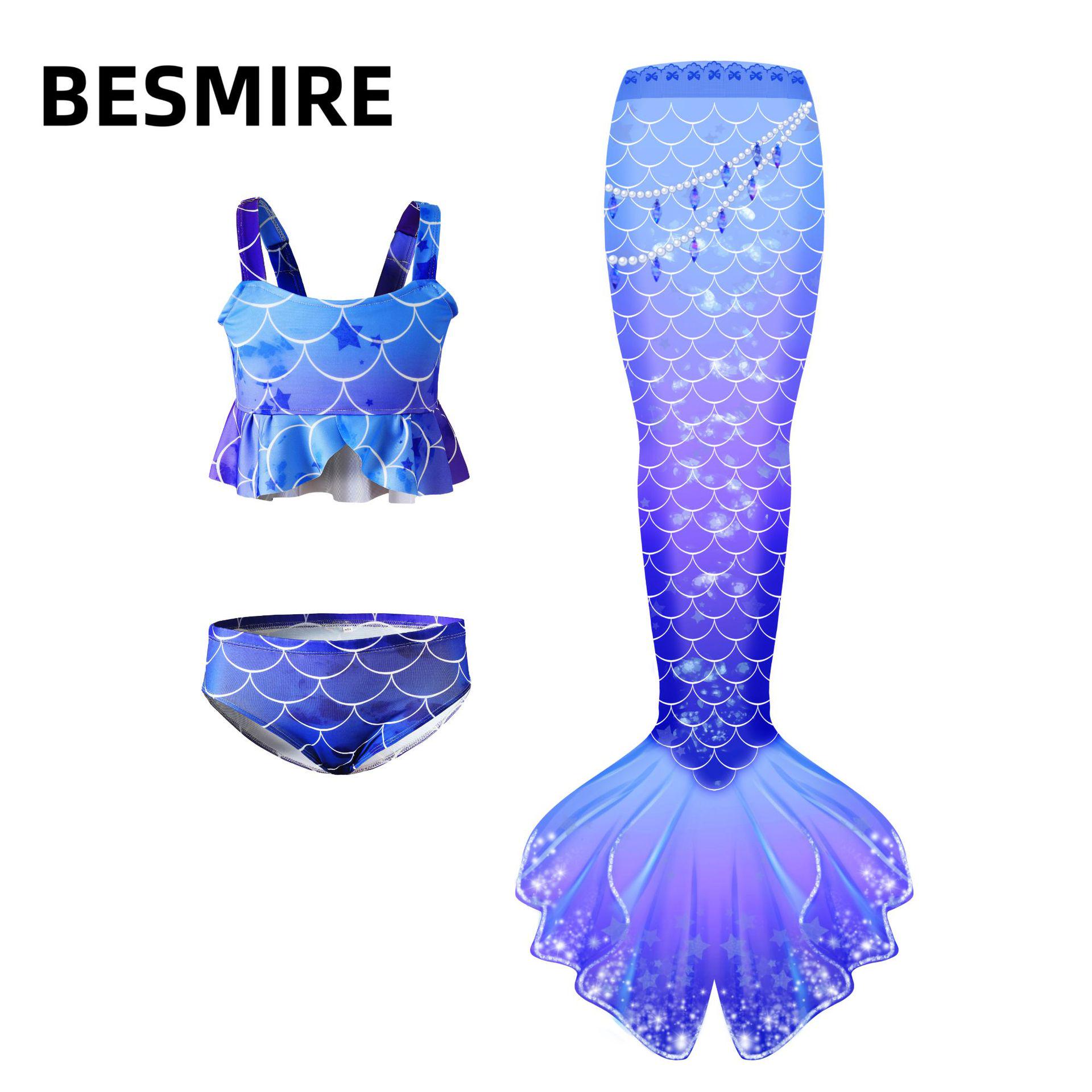 Meiteņu princeses-nāriņas peldkostīmu komplekts: Bikini, Svārki