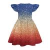 Girls Flutter Sleeve Dress Independence Day Themed Cupcake Print Spliced Skater Dress Toddler Kids Casual Party Dress