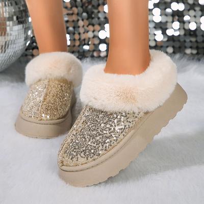 Stivali da neve caldi da donna invernali 2024 in peluche corto scarpe casual nuove stivaletti Chelsea alla caviglia con pelliccia scarpe basse con plateau da donna stivali