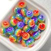 TX84 5Pcs 16mm Plating Color Cartoon Novel Fashion Rainbow Beads Beaded Bracelet Diy Handmade Girl Gift Jewelry Accessories