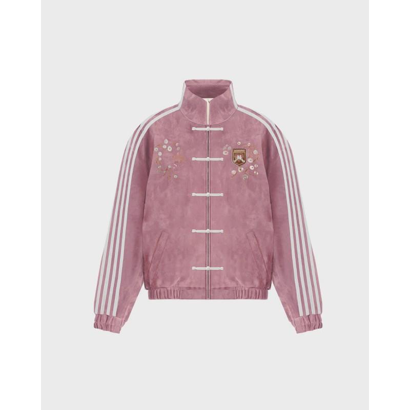 Unisex Oversized Chinese Style Embroidered Cherry Blossom Jacket With Mandarin Collar Toggle Buttons