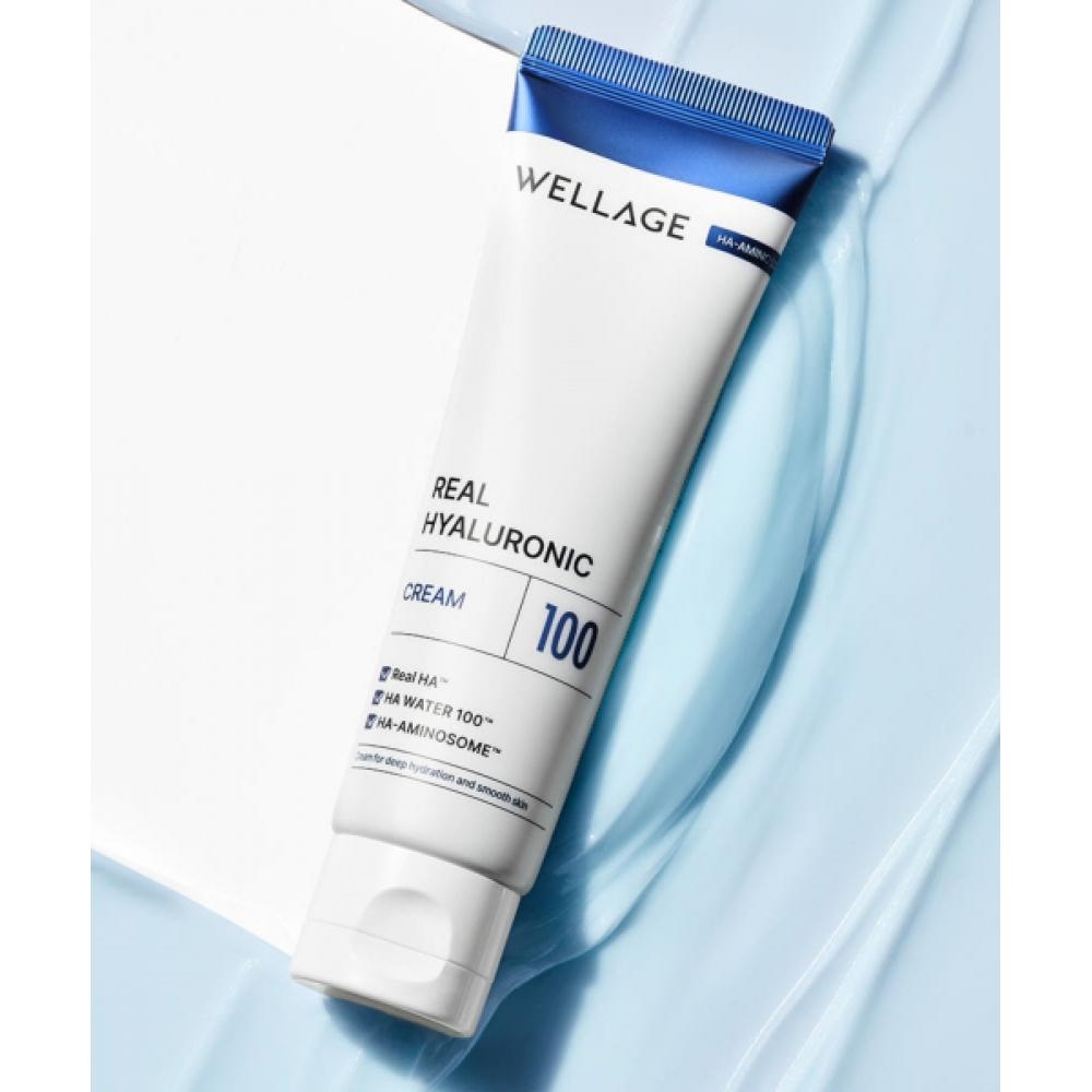 Wellage Real Hyaluronic 100 Cream 50ml 3 Pcs  + 5 Blue Ampoule Masks Extra 