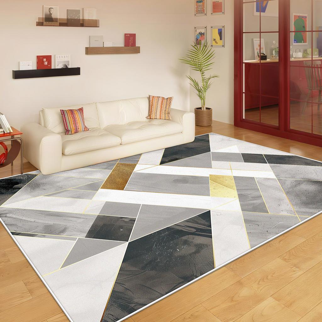 Nordic Geometric Style Living Room Carpet Light Luxury Decoration Bedroom Cloakroom Soft Mat Lounge Washable Antiskid Home Rug