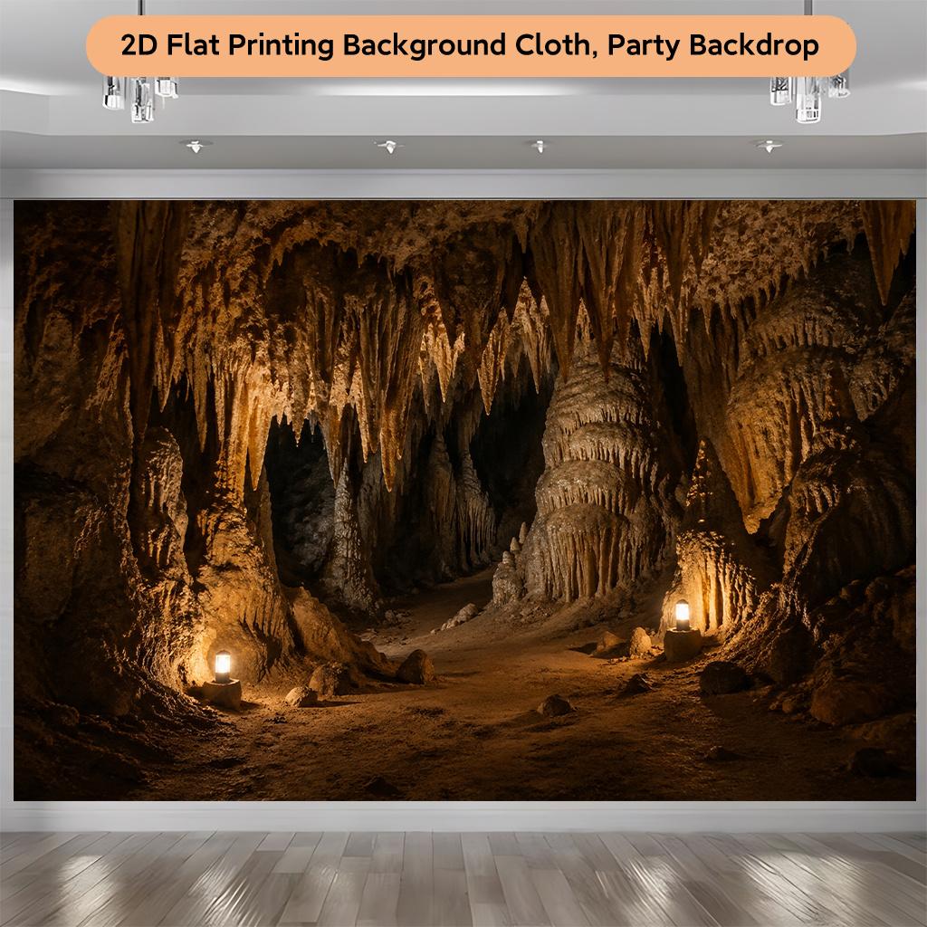 1 Piece of 2D Flat Background Cloth, Background Cloth for the Cave Interior with Stalactite landscape.PMJ