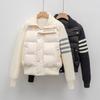 90 down new national standard duck down new knitted splicing striped light down jacket short coat women